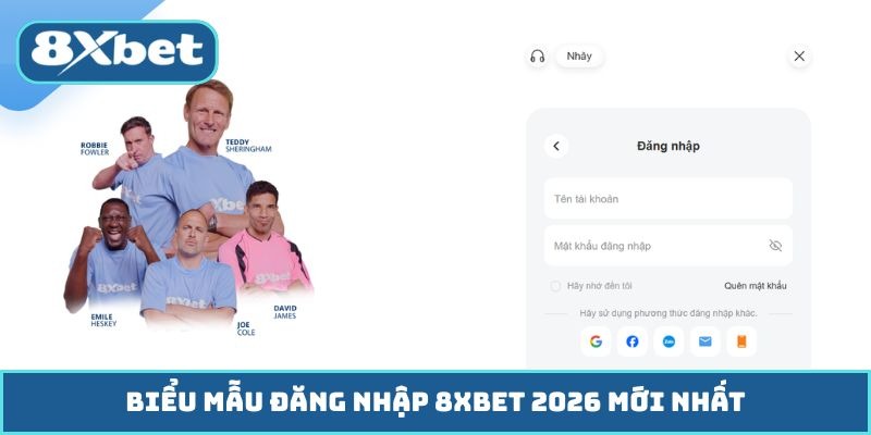 Biểu mẫu đăng nhập 8XBET 2026 mới nhất